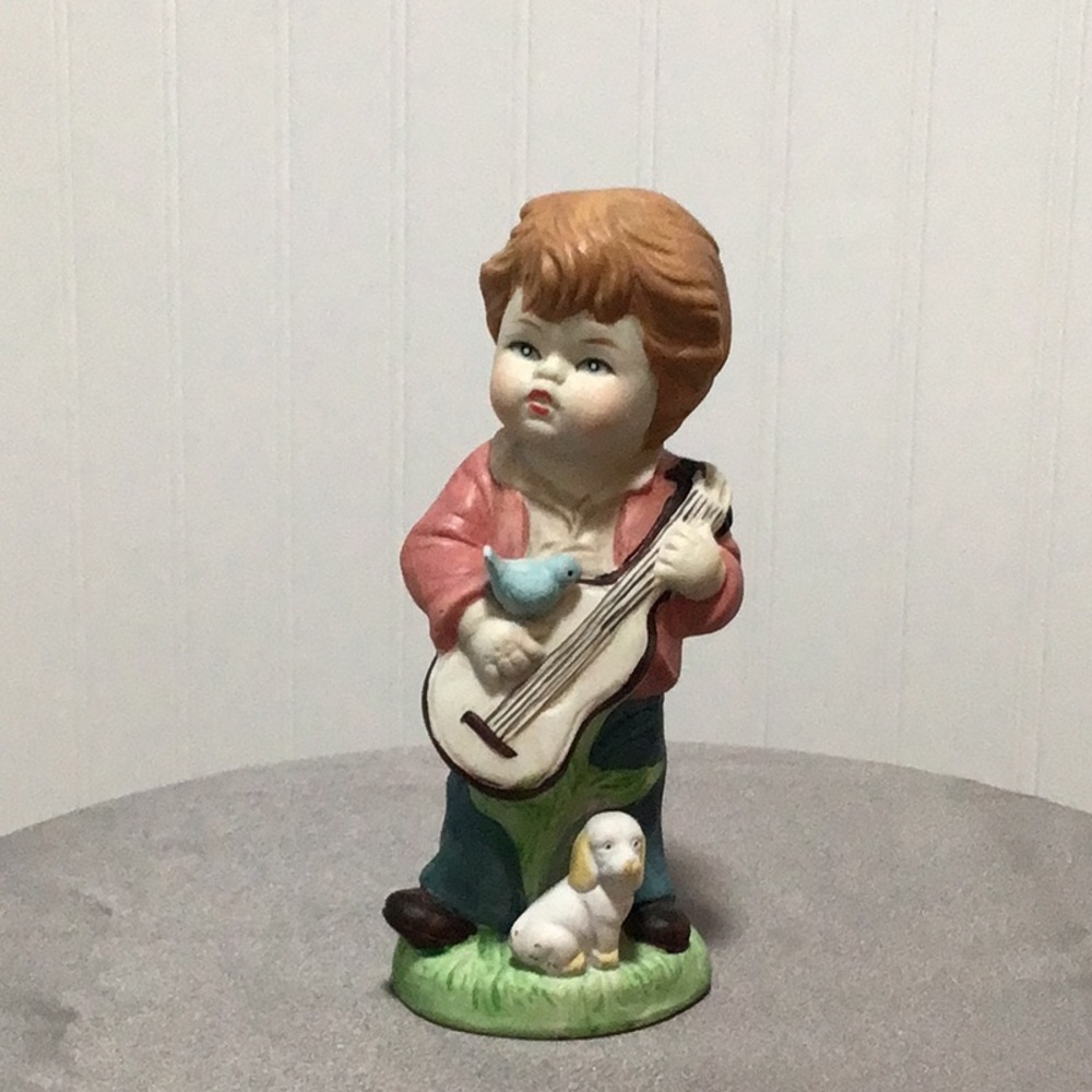 Vintage Boy Playing Guitar Figurine